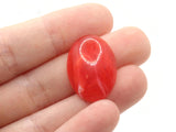 6 25mm x 18mm Red Swirling Oval Vintage Lucite Plastic Flat Back Cabochons Mosaic Supplies Jewelry Making