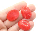 6 25mm x 18mm Red Swirling Oval Vintage Lucite Plastic Flat Back Cabochons Mosaic Supplies Jewelry Making