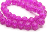 Fuchsia Pink Crackle Glass Beads Round Beads 10mm Full Strand Smooth Round Beads Cracked Glass Beads Jewelry Making Beading Supplies