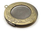 35mm Round Brass Floral Locket Charm Jewelry Making and Beading Supplies