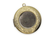 35mm Round Brass Floral Locket Charm Jewelry Making and Beading Supplies