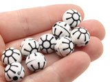 17 11mm White and Black Plastic Coin Patterned Beads Large Hole Beads Jewelry Making Beading Supplies Loose Beads Lightweight Acrylic Beads