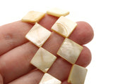 25 16mm Beige Diamond Shell Beads Diagonal Drilled Flat Square Beads Jewelry Making Beading Supplies Seashell Beads Dyed Beads Full Strand