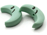 2 27mm Green Crescent Moon Charms Food Safe Silicone Plastic Celestial Pendants Miniature Cute Charms Jewelry Making Beading Supplies