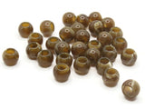 30 12mm Brown and Beige Swirl Large Hole Round Plastic Beads