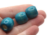 12 30mm Blue Wood Barrel Beads Wooden Tube Beads Large Hole Beads Macrame Beads Jewelry Making Beading Supplies Big Loose Beads Smileyboy