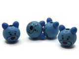 4 26mm Round Blue Wood Bear Head Beads Large Hole Wooden Beads Cute Beads Miniature Animal Beads Jewelry Making Beading Supplies