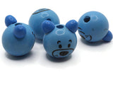 4 26mm Round Blue Wood Bear Head Beads Large Hole Wooden Beads Cute Beads Miniature Animal Beads Jewelry Making Beading Supplies