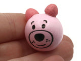 4 26mm Round Pink Wood Bear Head Beads Large Hole Wooden Beads Cute Beads Miniature Animal Focal Beads Jewelry Making Beading Supplies