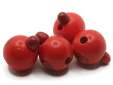 4 26mm Round Red Wood Bear Head Beads Large Hole Wooden Beads Cute Beads Miniature Animal Focal Beads Jewelry Making Beading Supplies