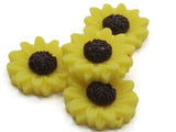 4 24mm Flower Pendants Yellow and Brown Sunflower Plant Charms Resin Charms Jewelry Making Beading Supplies