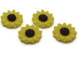 4 24mm Flower Pendants Yellow and Brown Sunflower Plant Charms Resin Charms Jewelry Making Beading Supplies