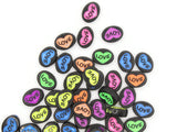 50 13mm Flat Oval Love Beads Black Beads and Neon Mixed Color Plastic Beads to String Jewelry Making Beading Supplies