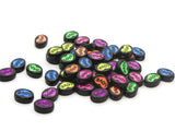 50 13mm Flat Oval Love Beads Black Beads and Neon Mixed Color Plastic Beads to String Jewelry Making Beading Supplies