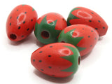 5 21mm Red Wooden Strawberry Beads Fruit Food Large Hole Beads Jewelry Making Beading Supplies