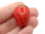 5 21mm Red Wooden Strawberry Beads Fruit Food Large Hole Beads Jewelry Making Beading Supplies