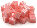 25 8mm Light Pink and White Striped Beads Cube Beads to String Lightweight Beads Jewelry Making Beading Supplies
