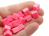 25 8mm Hot Pink and White Striped Beads Cube Beads to String Lightweight Beads Jewelry Making Beading Supplies