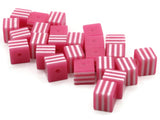 25 8mm Dark Pink and White Striped Beads Cube Beads to String Lightweight Beads Jewelry Making Beading Supplies