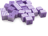 25 8mm Purple and White Striped Beads Cube Beads to String Lightweight Beads Jewelry Making Beading Supplies