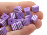 25 8mm Purple and White Striped Beads Cube Beads to String Lightweight Beads Jewelry Making Beading Supplies