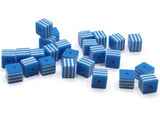 25 8mm Blue and White Striped Beads Cube Beads to String Lightweight Beads Jewelry Making Beading Supplies