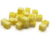 25 8mm Yellow and White Striped Beads Cube Beads to String Lightweight Beads Jewelry Making Beading Supplies