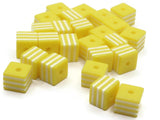 25 8mm Yellow and White Striped Beads Cube Beads to String Lightweight Beads Jewelry Making Beading Supplies