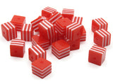 25 8mm Red and White Striped Beads Cube Beads to String Lightweight Beads Jewelry Making Beading Supplies