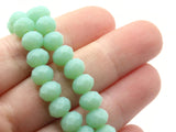 64 8mm x 6mm Opaque Green Faceted Glass Rondelle Beads Jewelry Making Beading Supplies Loose Beads to String