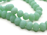 64 8mm x 6mm Opaque Green Faceted Glass Rondelle Beads Jewelry Making Beading Supplies Loose Beads to String