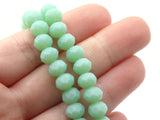 64 8mm x 6mm Opaque Green Faceted Glass Rondelle Beads Jewelry Making Beading Supplies Loose Beads to String