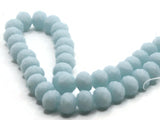 64 8mm x 6mm Opaque Blue Faceted Glass Rondelle Beads Jewelry Making Beading Supplies Loose Beads to String