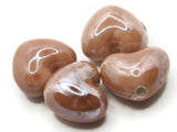 4 16mm Brown Porcelain Heart Beads Valentine's Day Beads Jewelry Making Beading Supplies Loose Beads