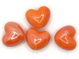 4 16mm Orange Porcelain Heart Beads Valentine's Day Beads Jewelry Making Beading Supplies Loose Beads