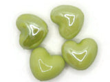 4 16mm Lime Green Porcelain Heart Beads Valentine's Day Beads Jewelry Making Beading Supplies Loose Beads