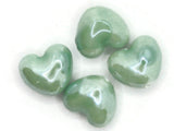 4 16mm Green Porcelain Heart Beads Valentine's Day Beads Jewelry Making Beading Supplies Loose Beads