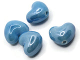 4 16mm Bright Blue Porcelain Heart Beads Valentine's Day Beads Jewelry Making Beading Supplies Loose Beads