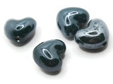 4 16mm Black Porcelain Heart Beads Valentine's Day Beads Jewelry Making Beading Supplies Loose Beads