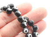 49 8mm Black Evil Eye Small Smooth Round Beads Full Strand Glass Beads Jewelry Making Beading Supplies