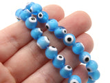 49 8mm Blue Evil Eye Small Smooth Round Beads Full Strand Glass Beads Jewelry Making Beading Supplies