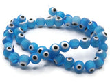 49 8mm Blue Evil Eye Small Smooth Round Beads Full Strand Glass Beads Jewelry Making Beading Supplies