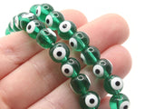 49 8mm Green Evil Eye Small Smooth Round Beads Full Strand Glass Beads Jewelry Making Beading Supplies