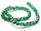 49 8mm Green Evil Eye Small Smooth Round Beads Full Strand Glass Beads Jewelry Making Beading Supplies