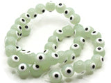 49 8mm Light Green Evil Eye Small Smooth Round Beads Full Strand Glass Beads Jewelry Making Beading Supplies