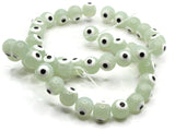 49 8mm Light Green Evil Eye Small Smooth Round Beads Full Strand Glass Beads Jewelry Making Beading Supplies