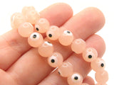 49 8mm Pink Evil Eye Small Smooth Round Beads Full Strand Glass Beads Jewelry Making Beading Supplies