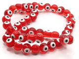 49 8mm Red Evil Eye Small Smooth Round Beads Full Strand Glass Beads Jewelry Making Beading Supplies