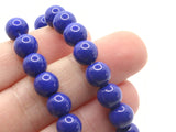 50 8mm Opaque Blue Smooth Round Glass Beads Jewelry Making Beading Supplies Loose Beads to String
