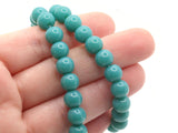 50 8mm Opaque Teal Blue Smooth Round Glass Beads Jewelry Making Beading Supplies Loose Beads to String